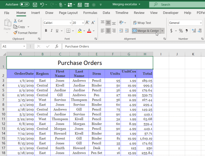 How To Merge Cells, Columns & Rows In Excel image 4