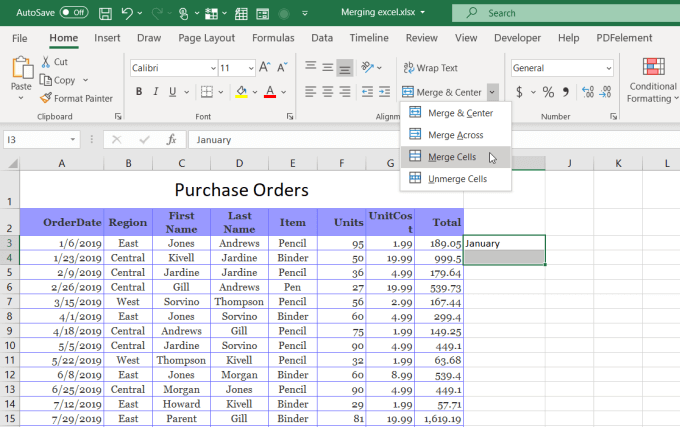 How To Merge Cells, Columns & Rows In Excel image 7